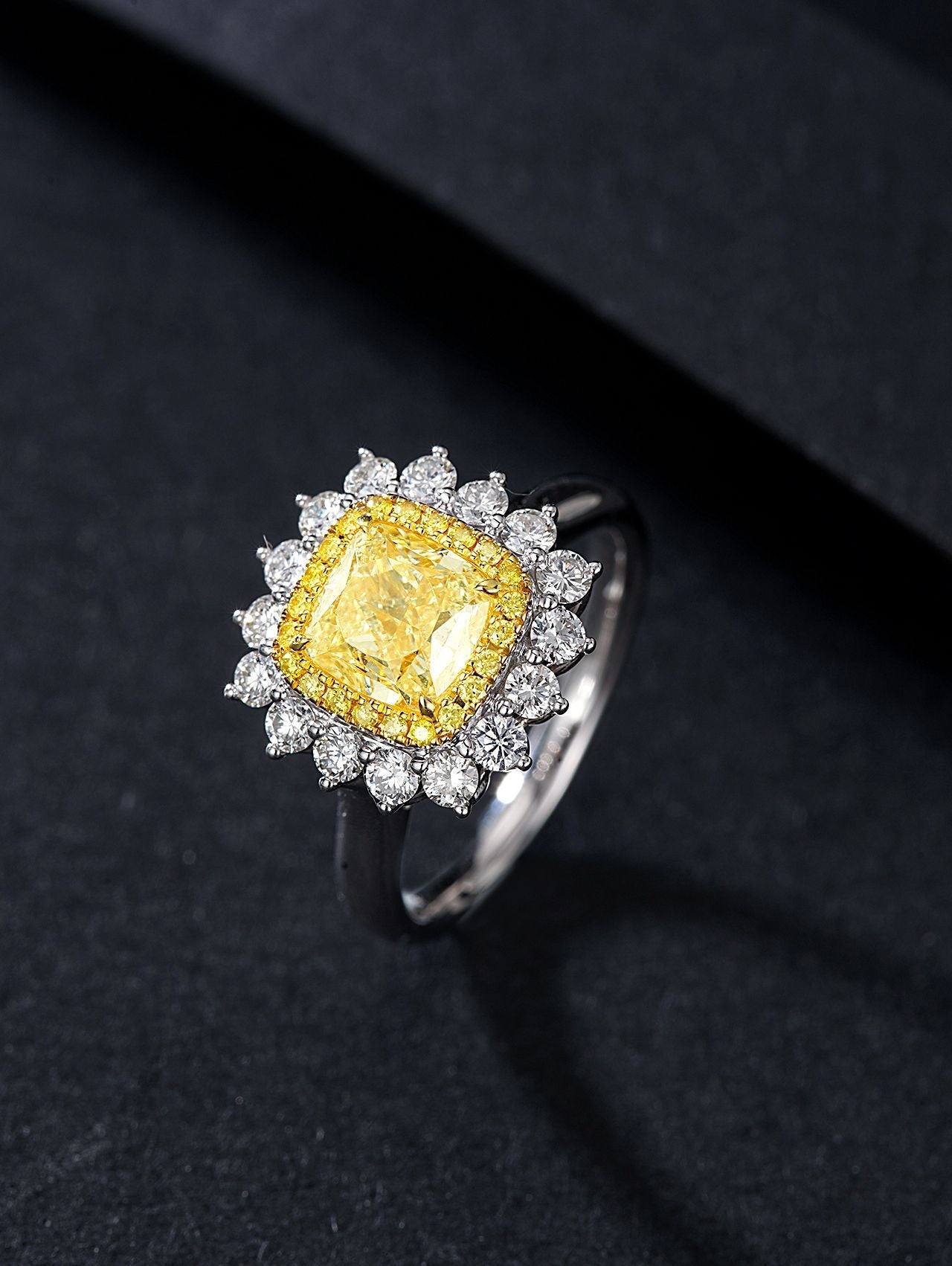 Luxurious 2-Carat Diamond Ring with Round Yellow Diamond and Halo Setting | Premium Jewelry Jeweler.Jewelry