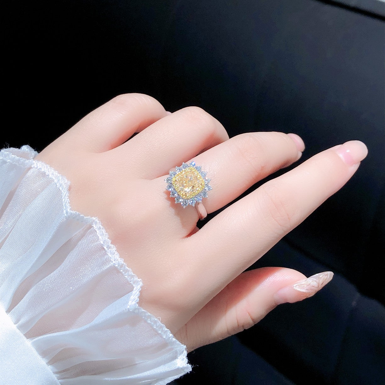 Luxurious 2-Carat Diamond Ring with Round Yellow Diamond and Halo Setting | Premium Jewelry Jeweler.Jewelry