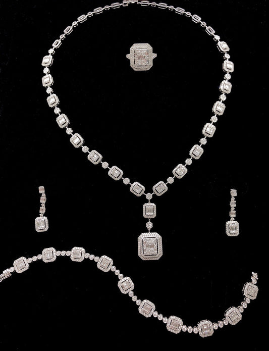 Luxurious 4-Piece Jewelry Set - A Must-Have for Every Collection - White Diamond Set System