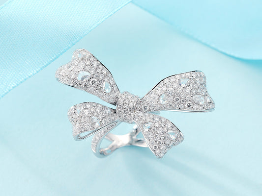 Luxurious Bowknot Ring - Premium Jewelry Collection - White Diamond Ring