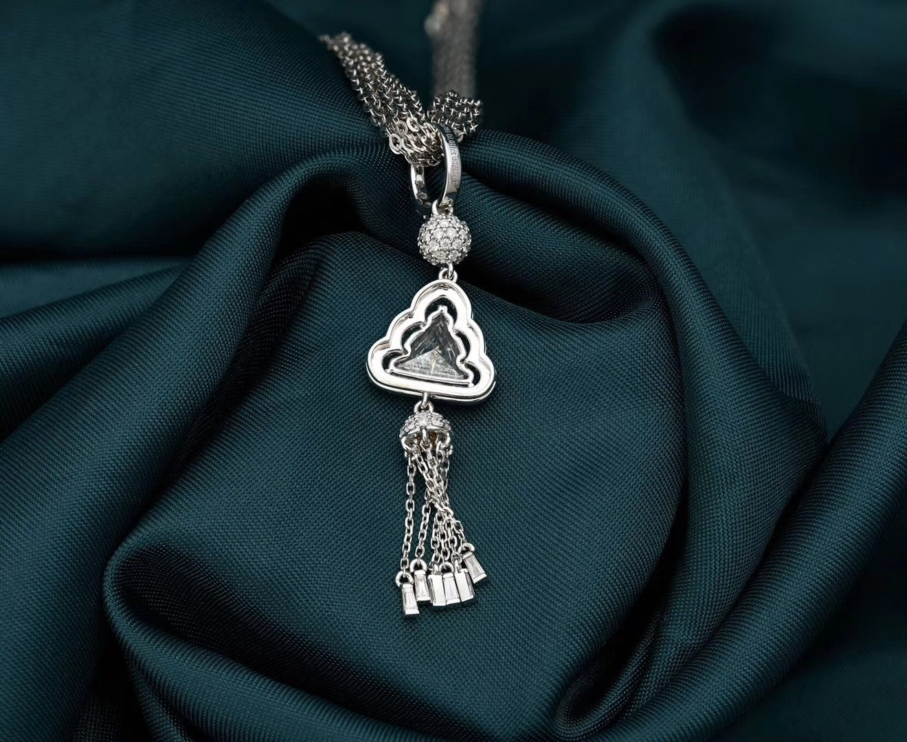 Luxurious Buddha Pendant Necklace with Tassels - Premium Jewelry - White Diamond Necklace