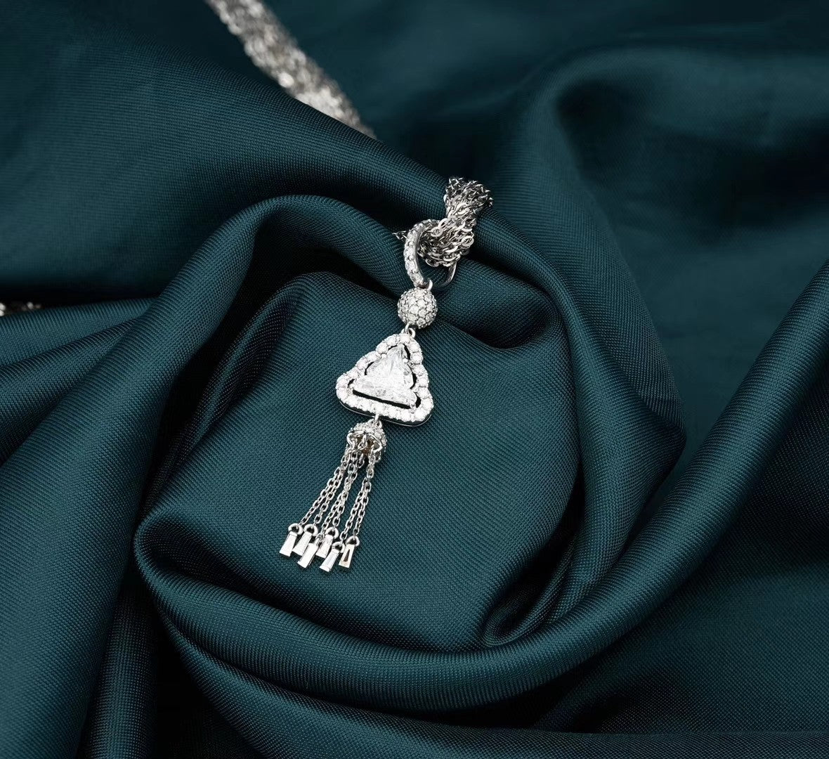 Luxurious Buddha Pendant Necklace with Tassels - Premium Jewelry - White Diamond Necklace