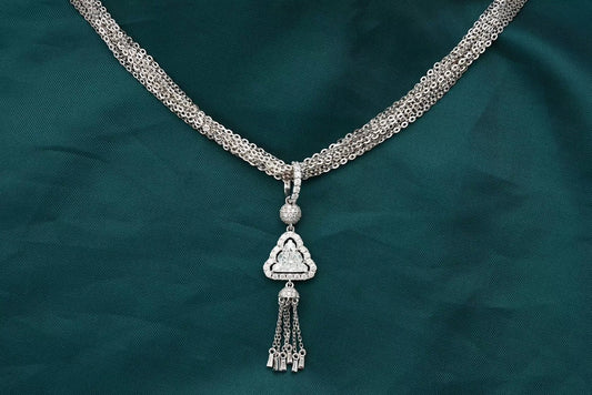 Luxurious Buddha Pendant Necklace with Tassels - Premium Jewelry - White Diamond Necklace