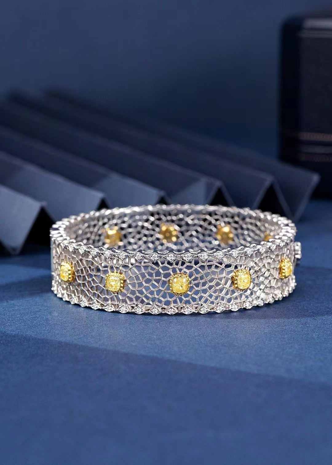 Luxurious Cushion-Cut Diamond Bracelet - Premium Jewelry - Yellow Diamond Bracelet