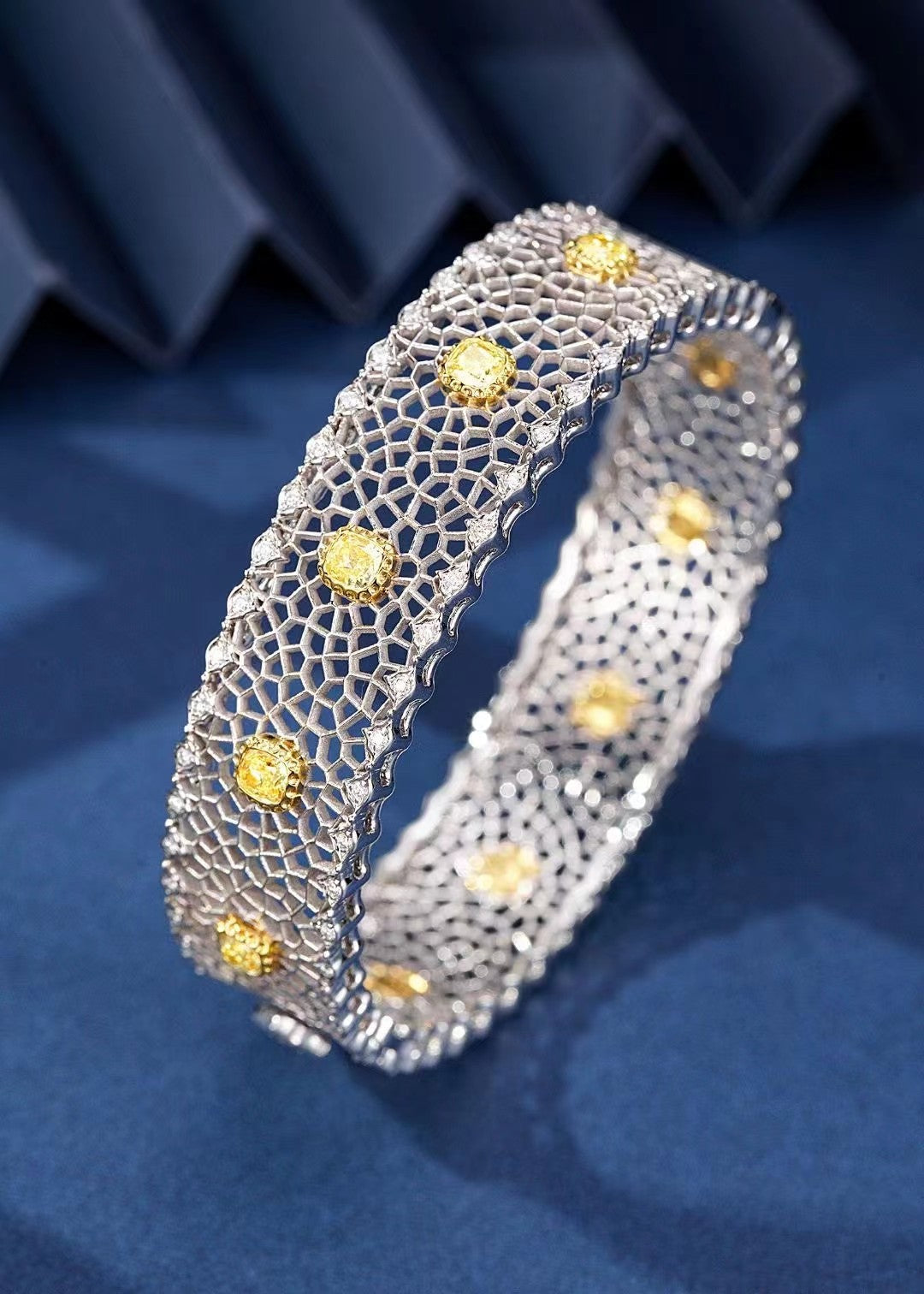 Luxurious Cushion-Cut Diamond Bracelet - Premium Jewelry - Yellow Diamond Bracelet