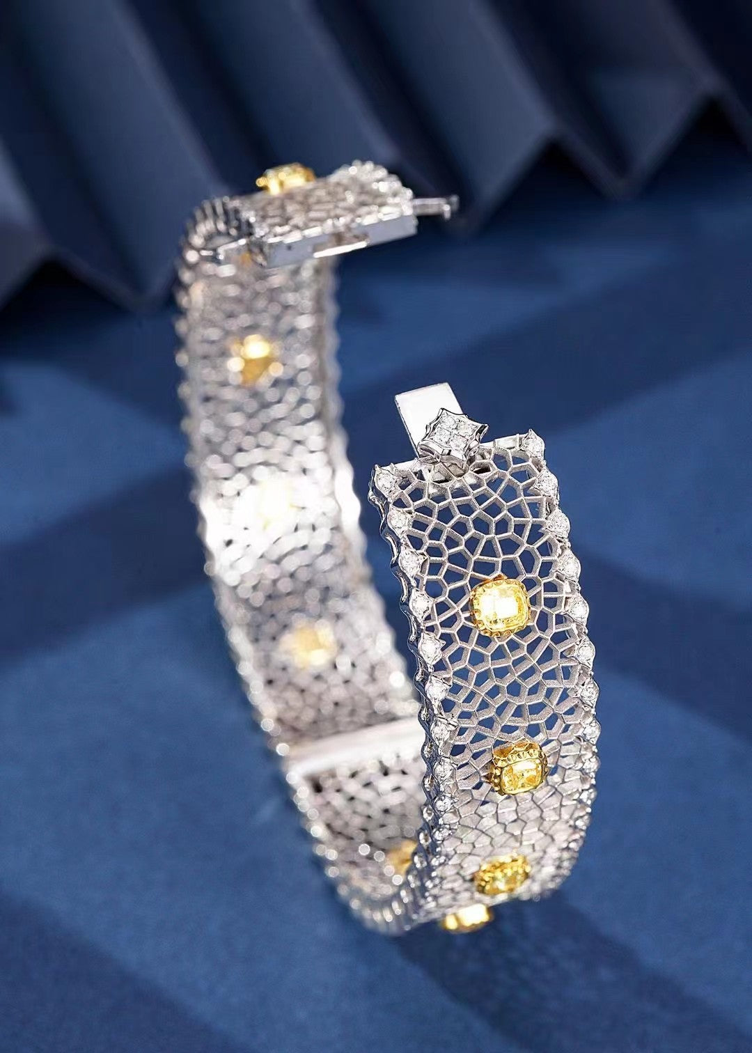 Luxurious Cushion-Cut Diamond Bracelet - Premium Jewelry - Yellow Diamond Bracelet