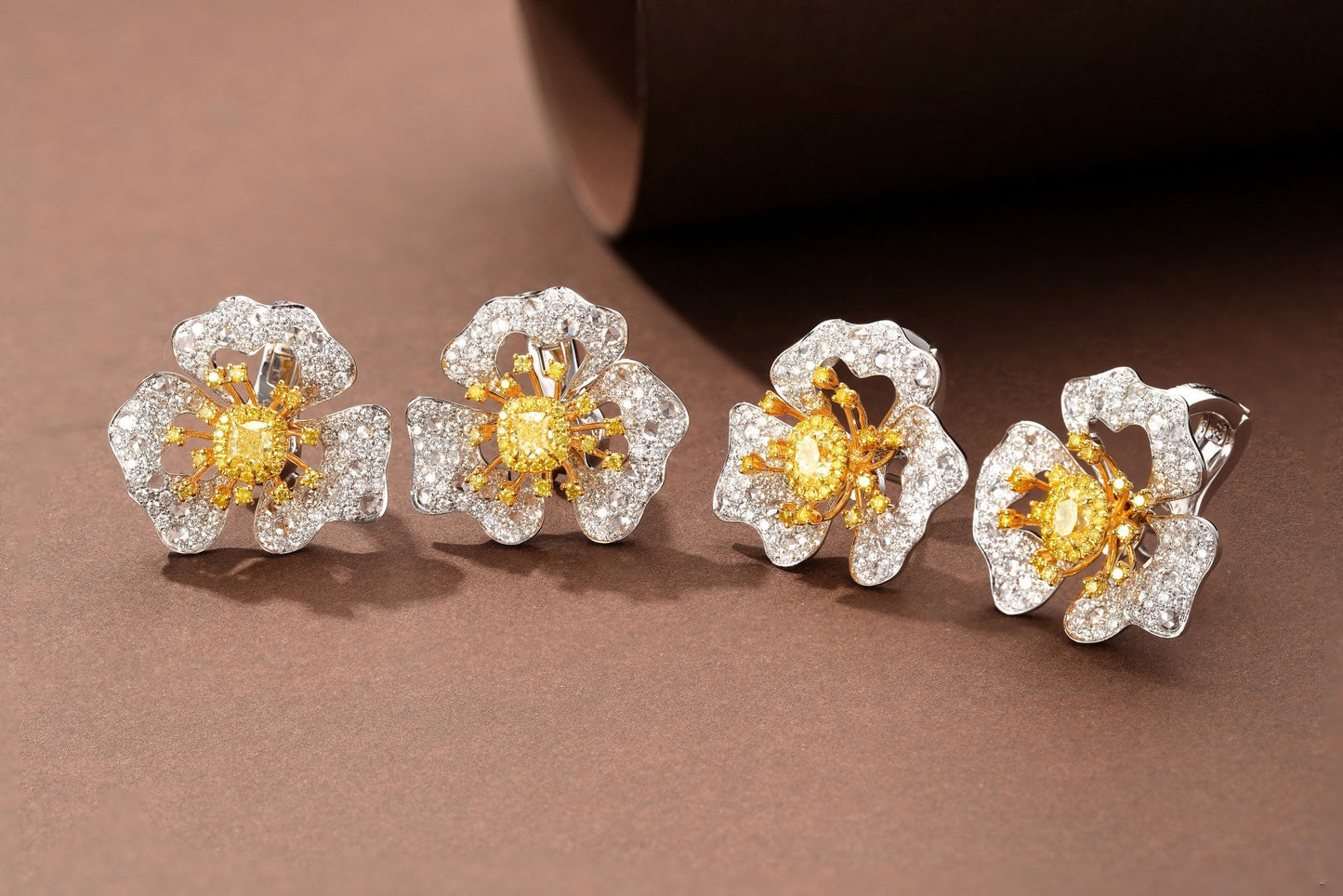 Luxurious Cushion-Cut Diamond Flower Ear Climbers Jewelry Jeweler.Jewelry