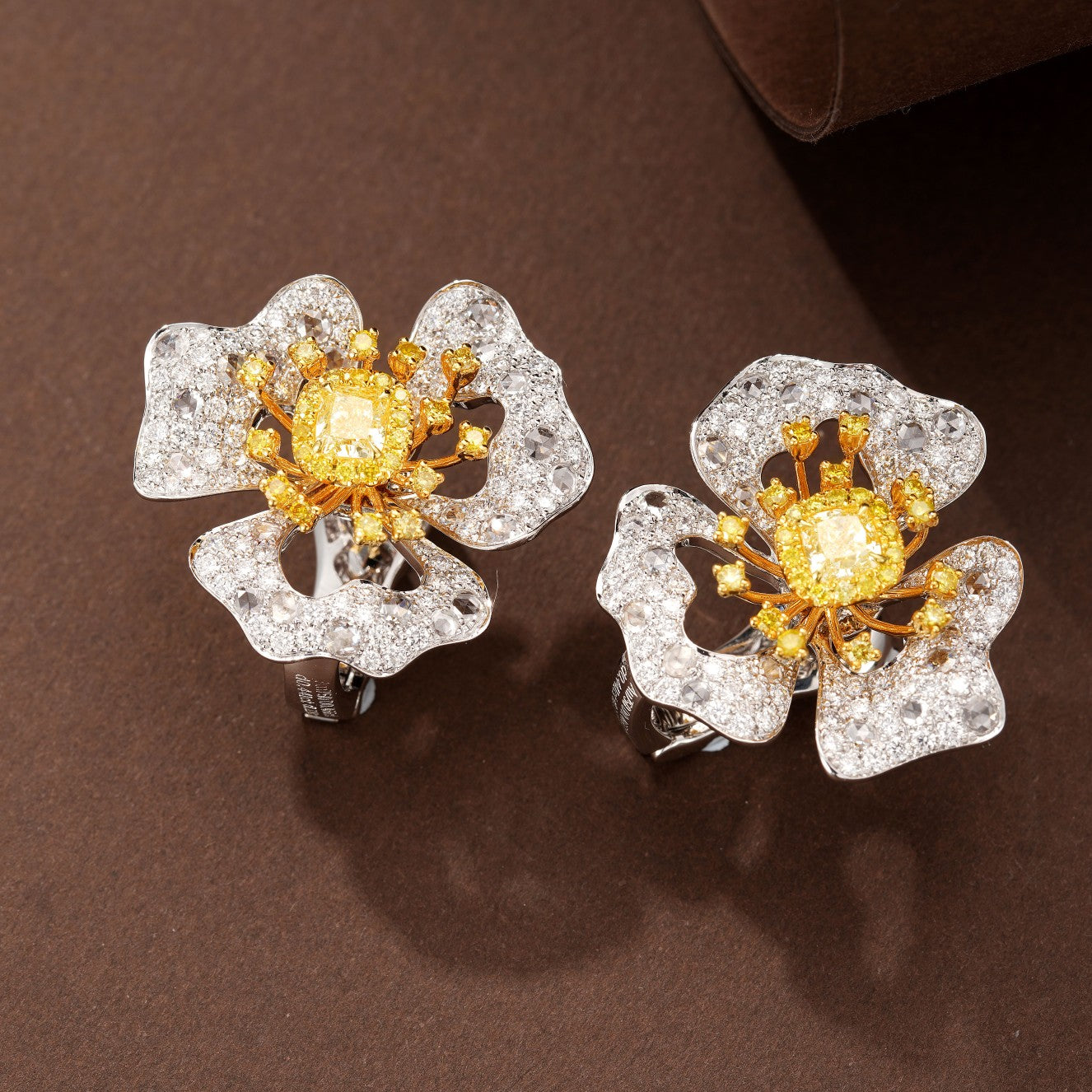 Luxurious Cushion-Cut Diamond Flower Ear Climbers Jewelry Jeweler.Jewelry