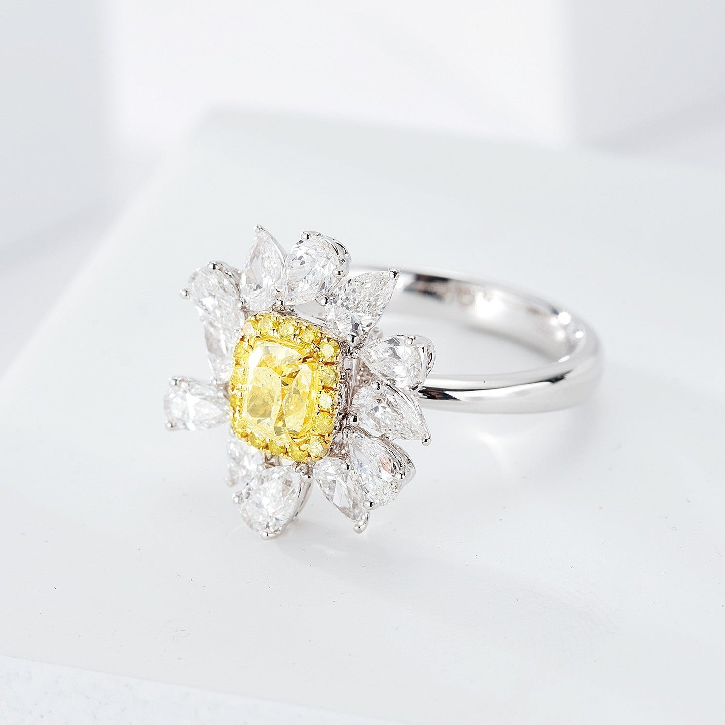 Luxurious Cushion-Cut Double Teardrop Diamond Ring - Premium Jewelry - Yellow Diamond Ring