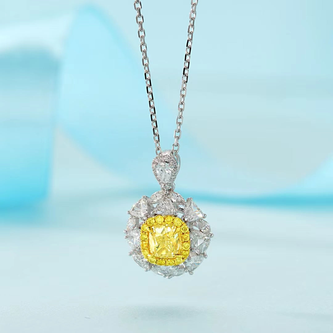 Luxurious Cushion-Cut Marquise Diamond Pendant - Fine Jewelry - Yellow Diamond Pendant