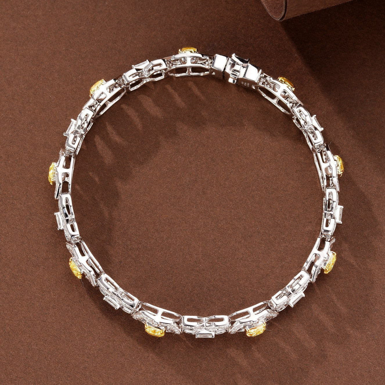 Luxurious Cushion-Cut Yellow Diamond 9-Piece Bracelet - Premium Jewelry - Yellow Diamond Bracelet