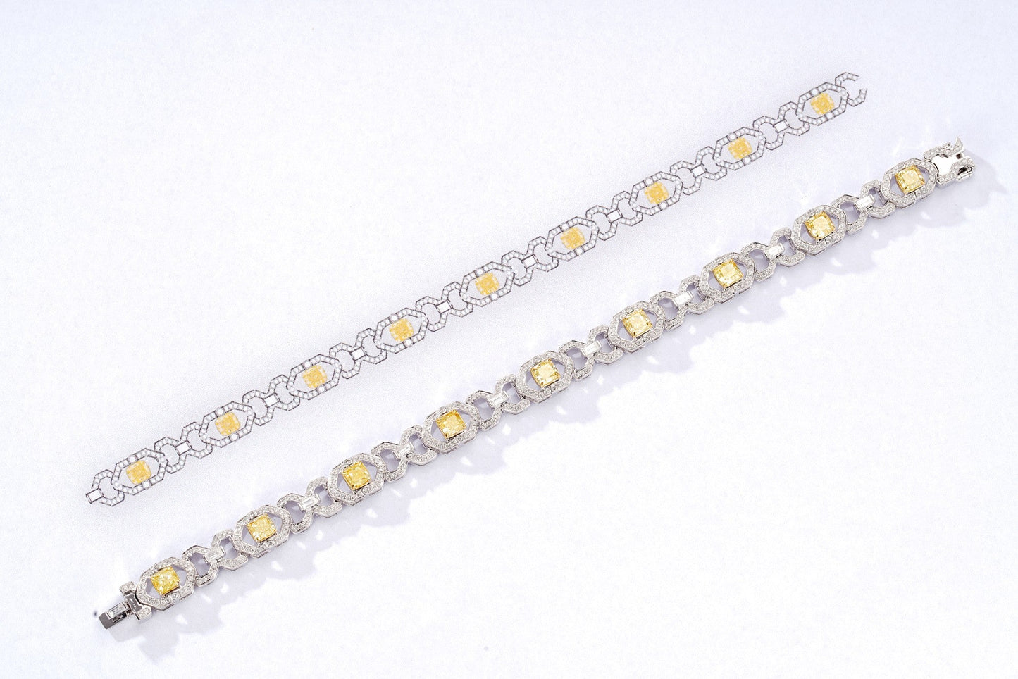 Luxurious Cushion-Cut Yellow Diamond 9-Piece Bracelet - Premium Jewelry - Yellow Diamond Bracelet