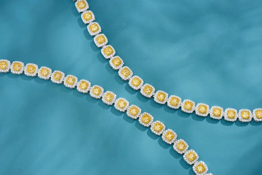 Luxurious Cushion-Cut Yellow Diamond Bracelet - Premium Jewelry - Yellow Diamond Bracelet