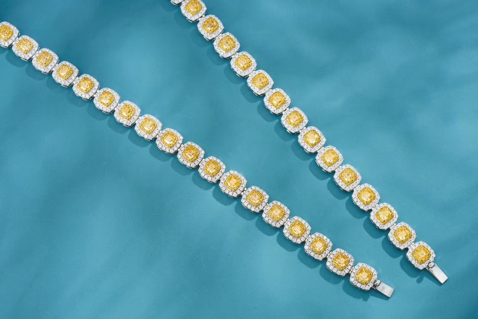 Luxurious Cushion-Cut Yellow Diamond Bracelet - Premium Jewelry - Yellow Diamond Bracelet