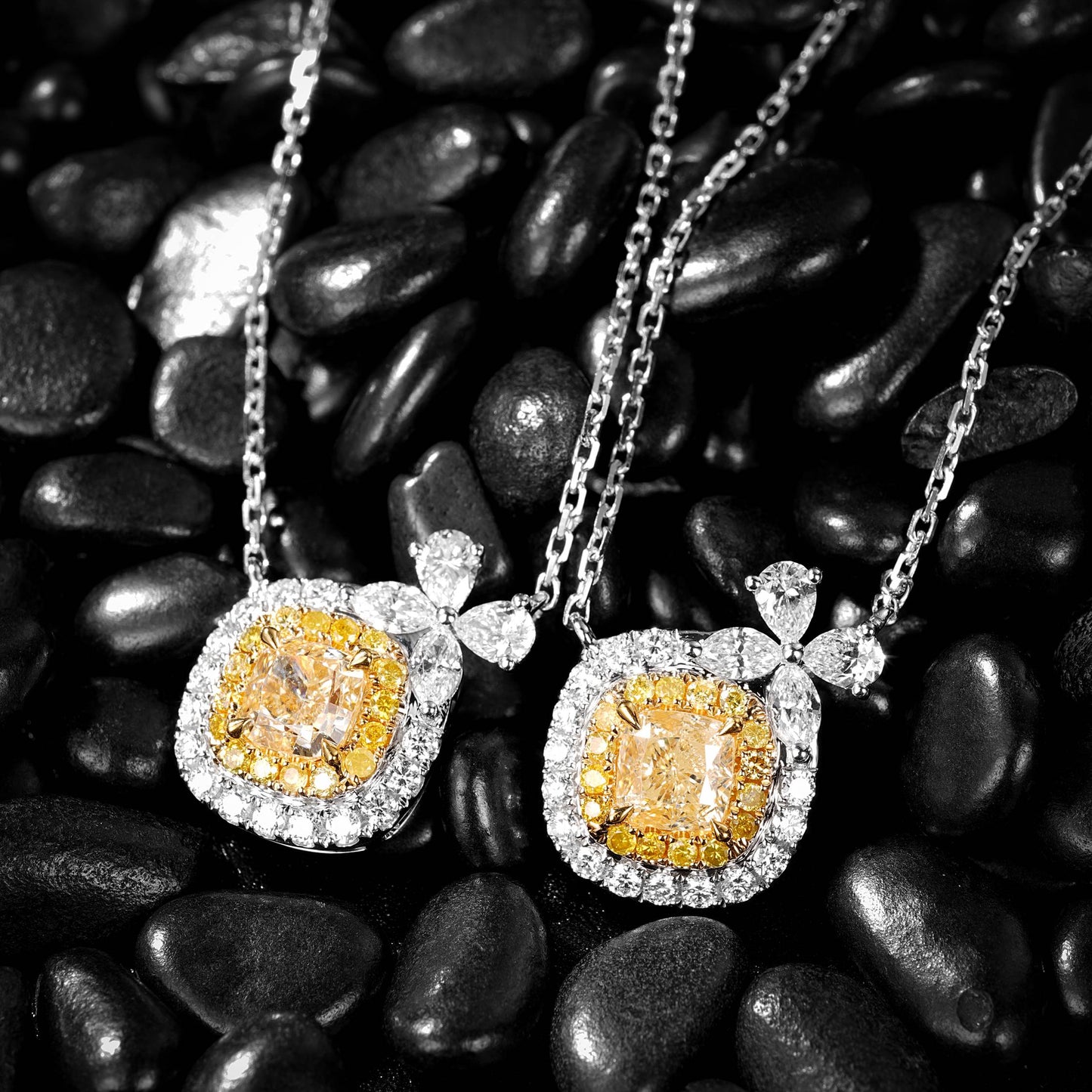 Luxurious Cushion-Cut Yellow Diamond Pendant Jewelry - Yellow Diamond Pendant