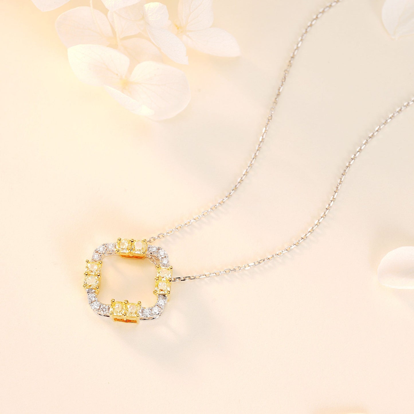 Luxurious Cushion-Cut Yellow Diamond Pendant Jewelry - Yellow Diamond Pendant