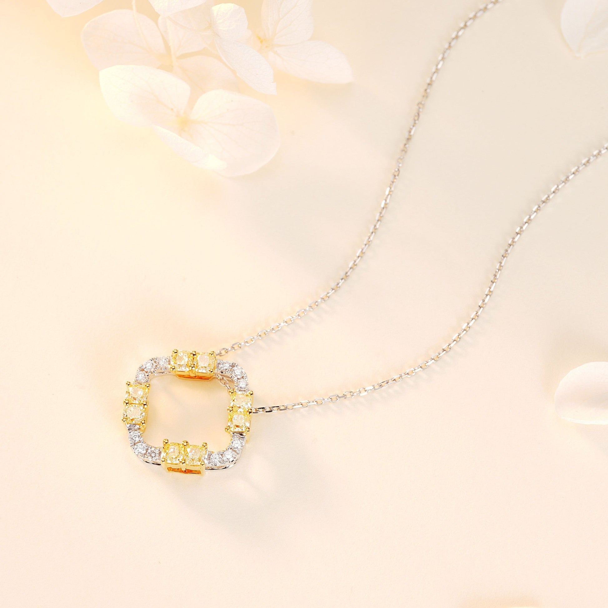 Luxurious Cushion-Cut Yellow Diamond Pendant Jewelry - Yellow Diamond Pendant