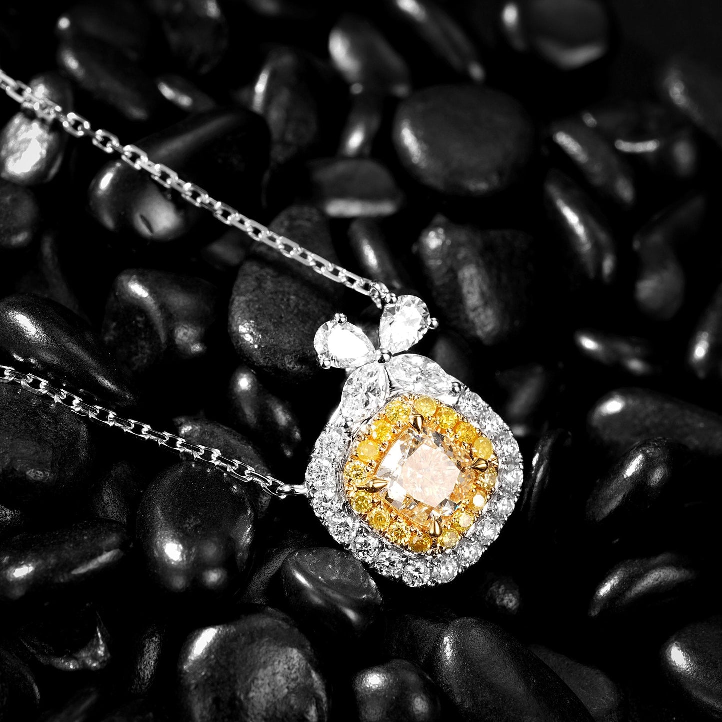 Luxurious Cushion-Cut Yellow Diamond Pendant Jewelry - Yellow Diamond Pendant