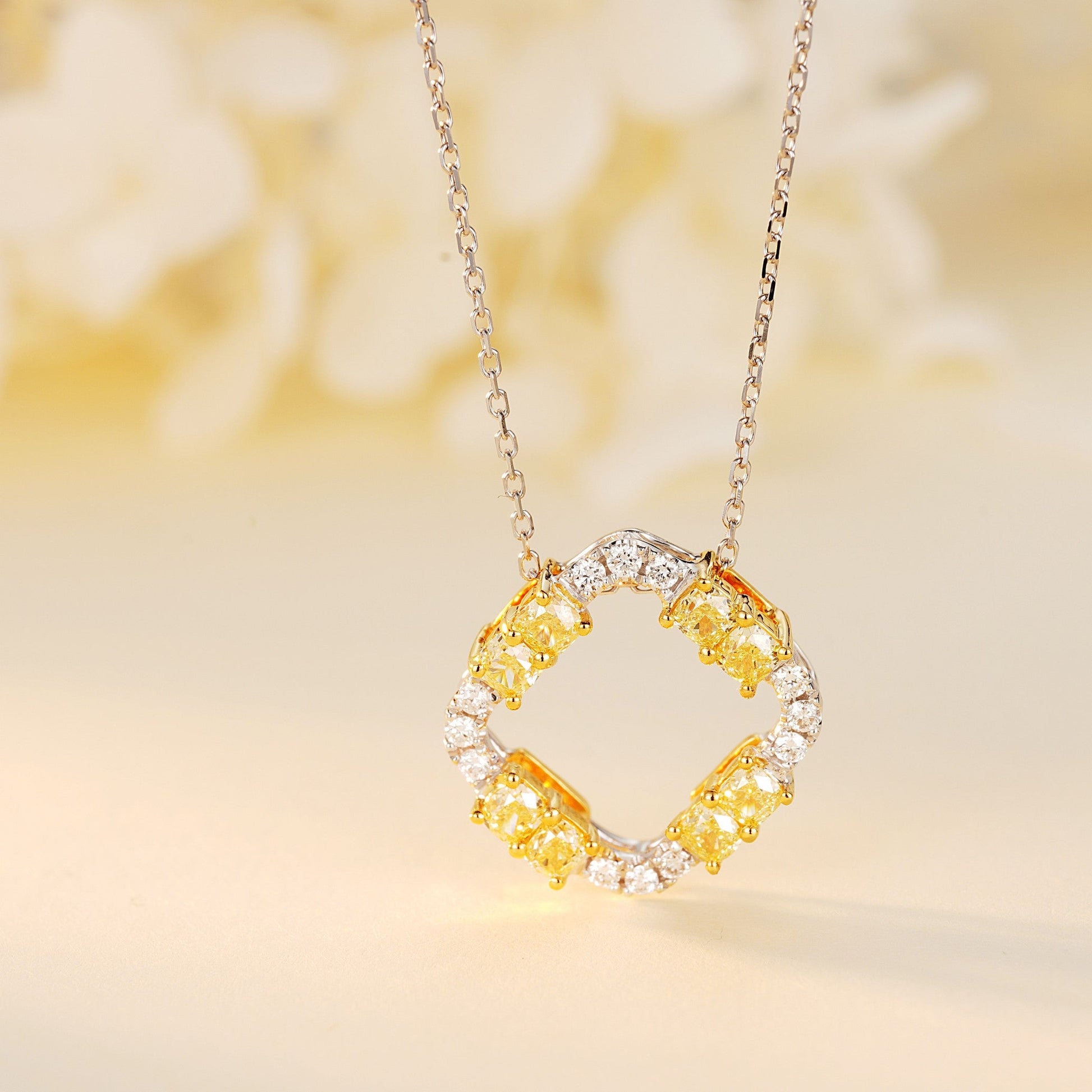 Luxurious Cushion-Cut Yellow Diamond Pendant Jewelry - Yellow Diamond Pendant