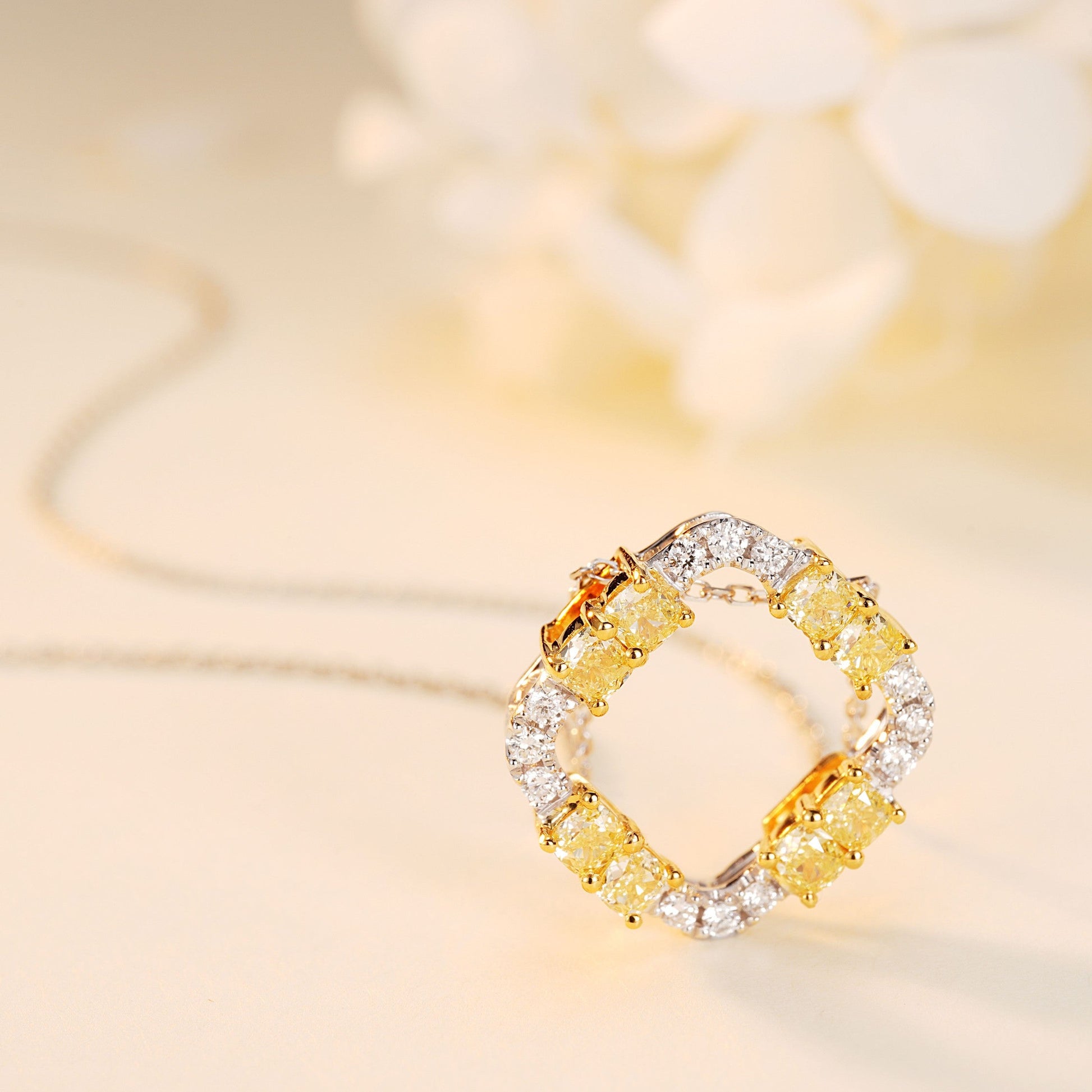 Luxurious Cushion-Cut Yellow Diamond Pendant Jewelry - Yellow Diamond Pendant