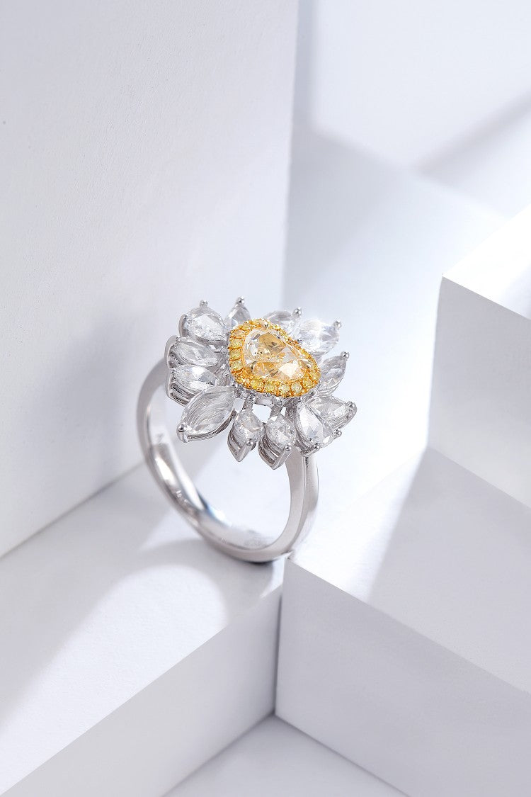 Luxurious Cushion-Cut Yellow Diamond Ring - Premium Jewelry - Yellow Diamond Ring