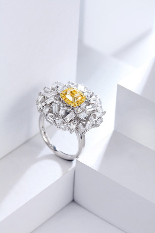 Luxurious Cushion Cut Yellow Diamond Ring - Premium Jewelry - Yellow Diamond Ring