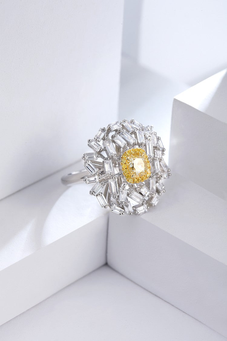 Luxurious Cushion Cut Yellow Diamond Ring - Premium Jewelry - Yellow Diamond Ring