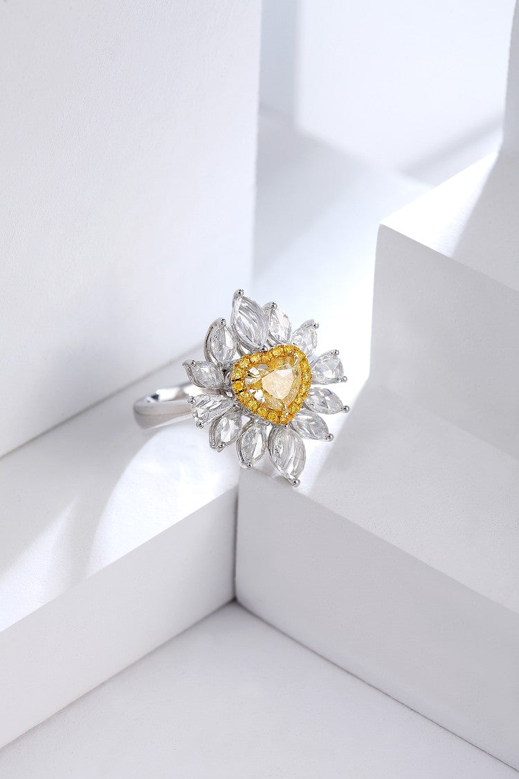 Luxurious Cushion-Cut Yellow Diamond Ring - Premium Jewelry - Yellow Diamond Ring