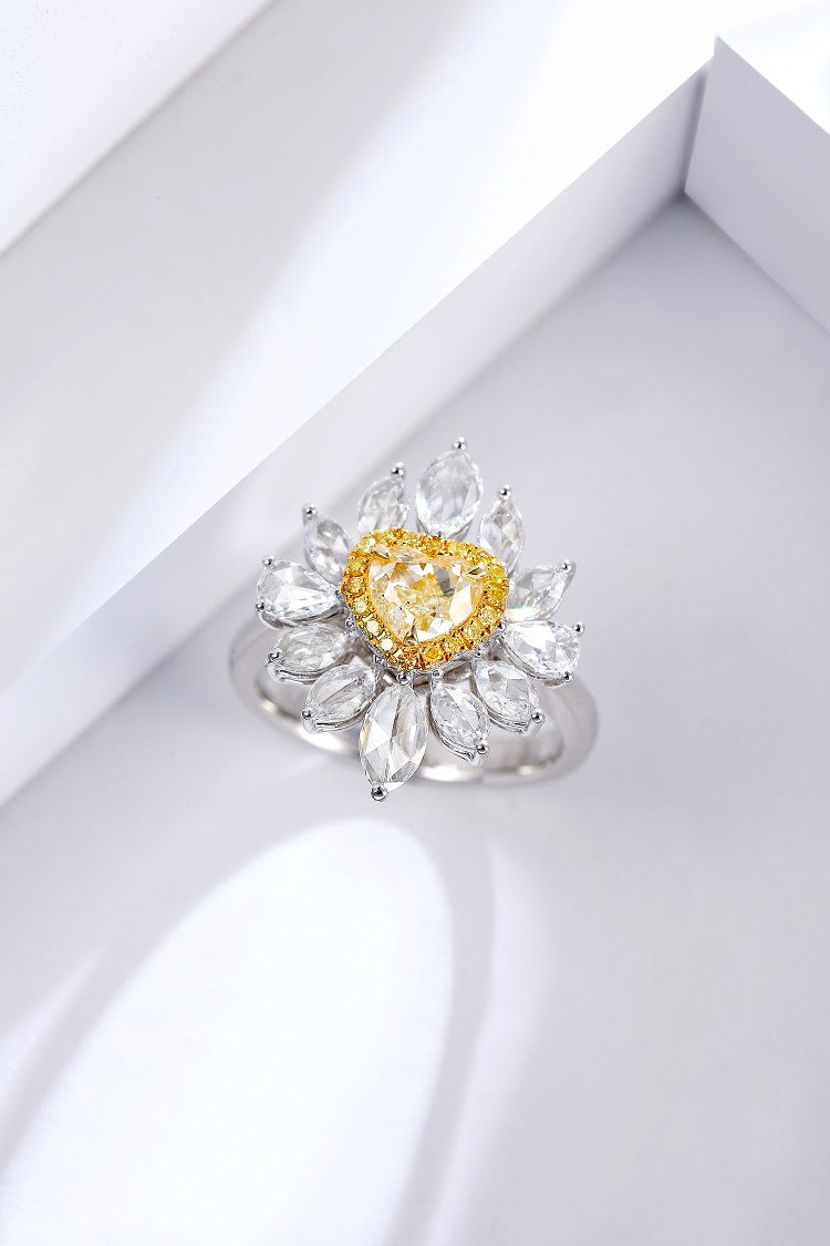 Luxurious Cushion-Cut Yellow Diamond Ring - Premium Jewelry - Yellow Diamond Ring