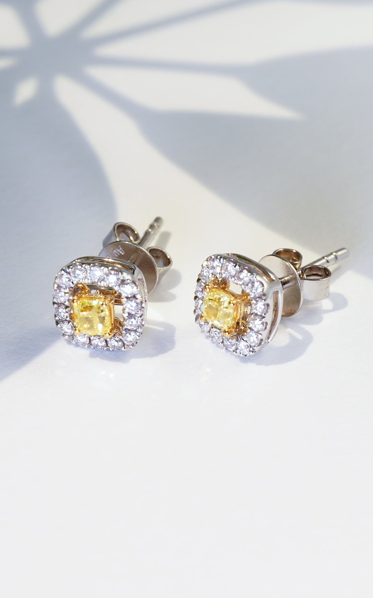 Luxurious Cushion-Cut Yellow Diamond Stud Earrings Jeweler.Jewelry