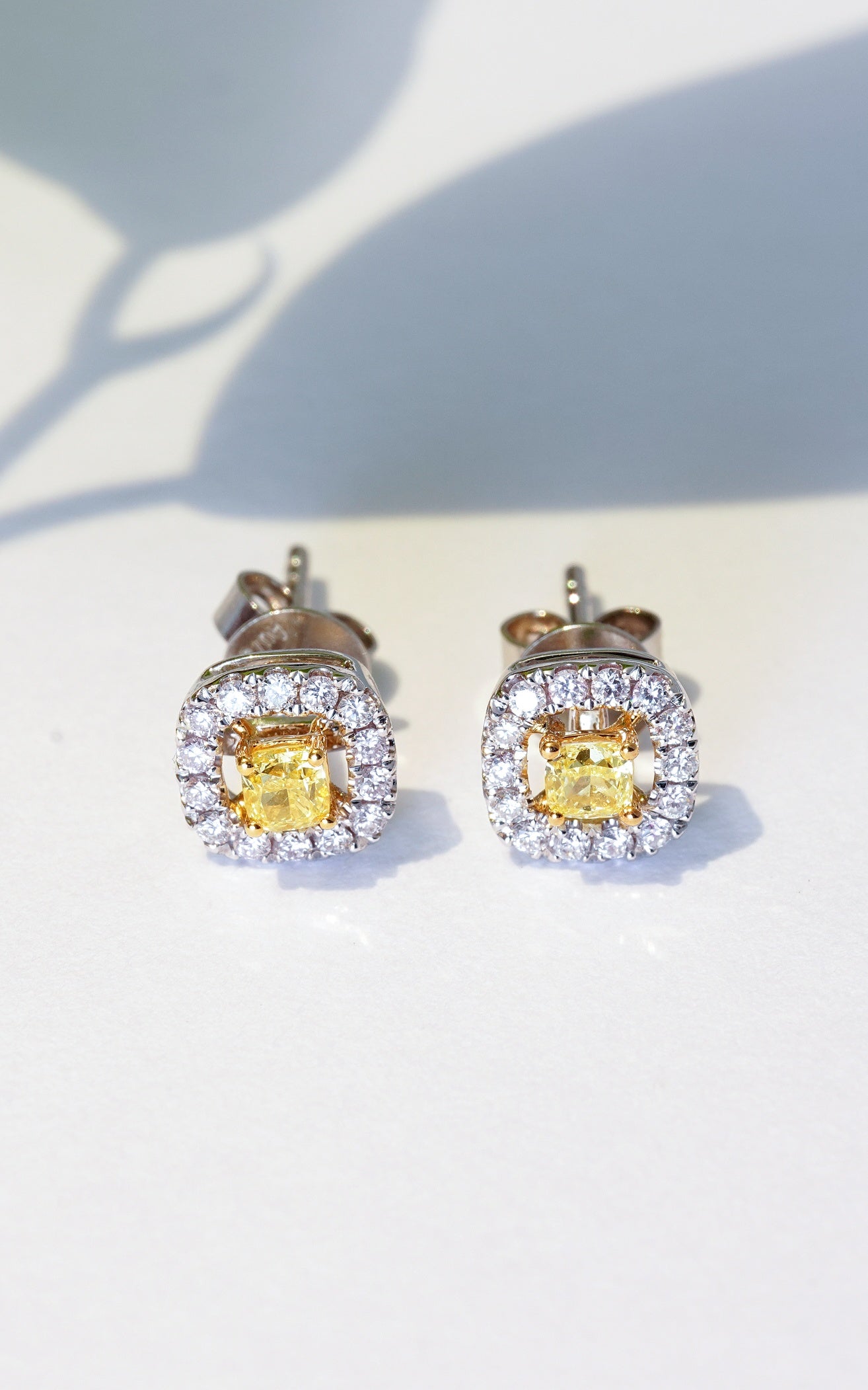 Luxurious Cushion-Cut Yellow Diamond Stud Earrings Jeweler.Jewelry