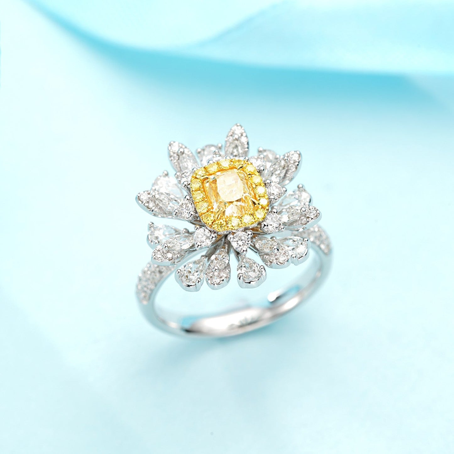 Luxurious Cushion-Cut Yellow Diamond Suite - Jewelry Collection - Yellow Diamond Pendant