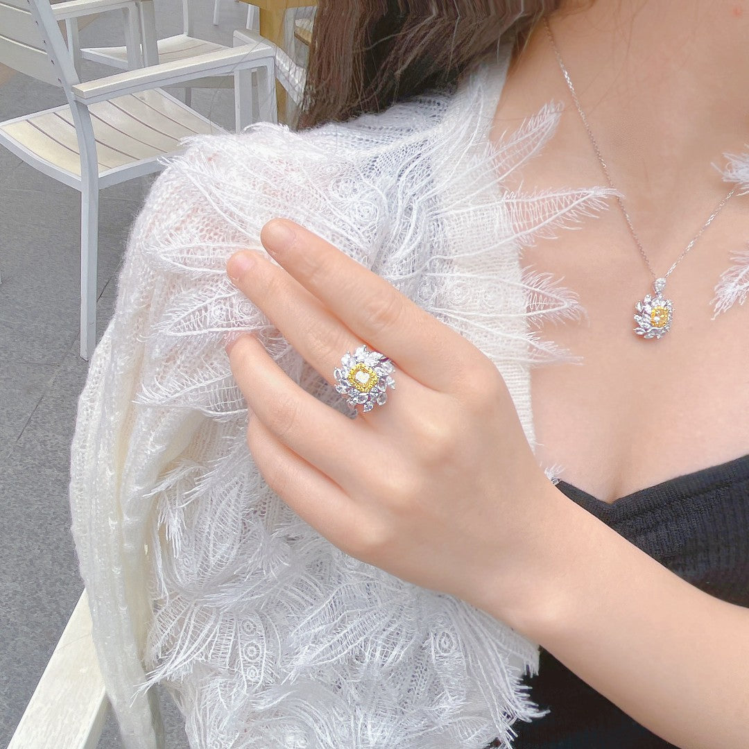 Luxurious Cushion & Marquise-Cut Yellow Diamond Suite - Exclusive Jewelry - Yellow Diamond Set System