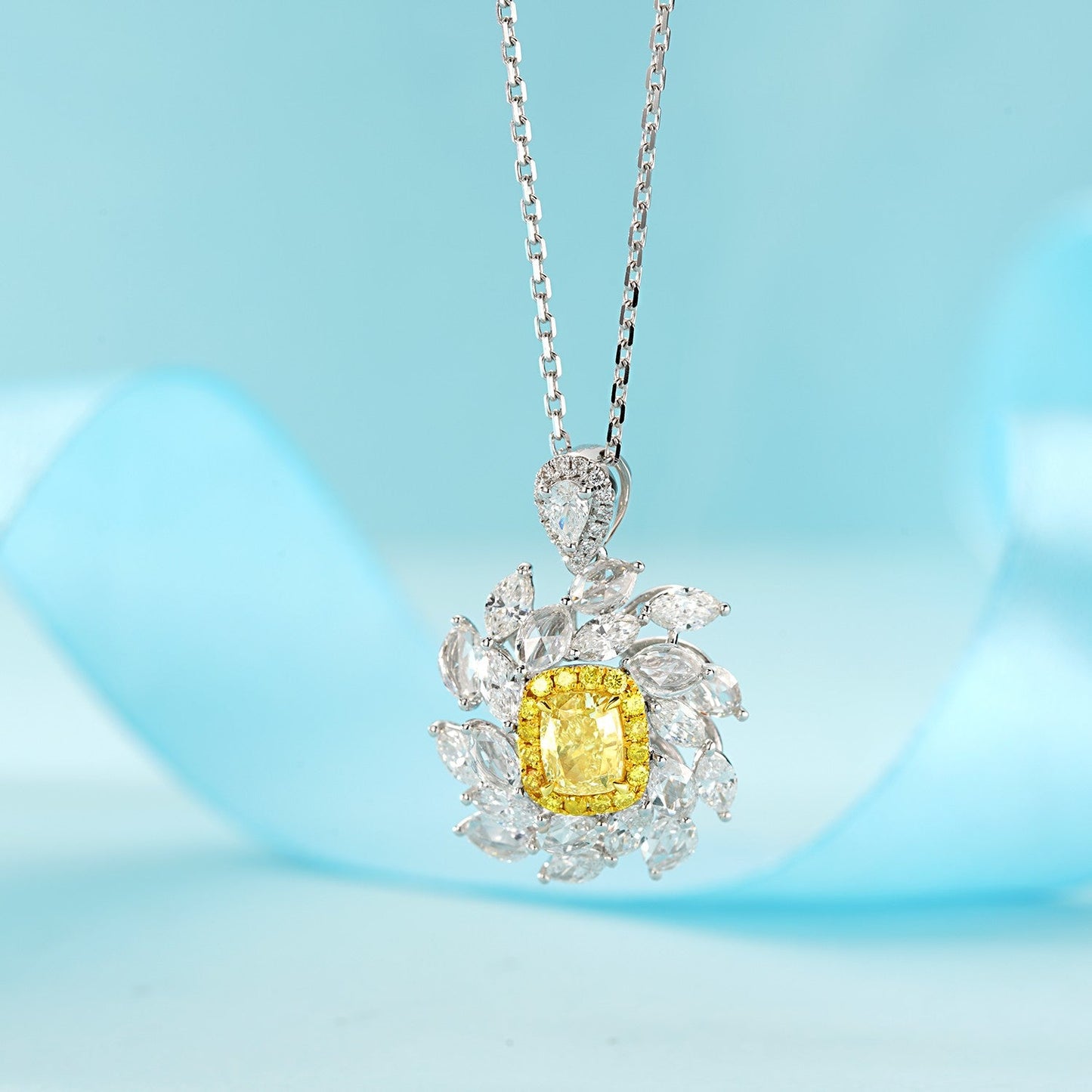 Luxurious Cushion & Marquise-Cut Yellow Diamond Suite - Exclusive Jewelry - Yellow Diamond Set System