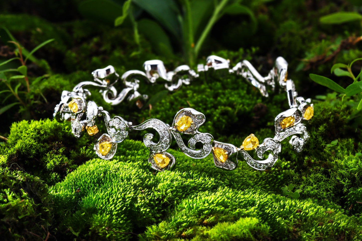 Luxurious Diamond and Colorful Cloud Bracelet - Premium Jewelry - Yellow Diamond Bracelet