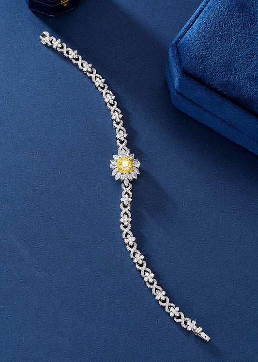 Luxurious Diamond Cushion Cut 8-Shaped Bracelet - Premium Jewelry - Yellow Diamond Bracelet