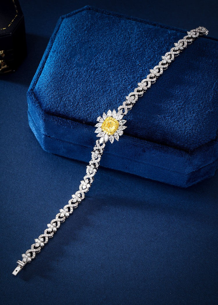 Luxurious Diamond Cushion Cut 8-Shaped Bracelet - Premium Jewelry - Yellow Diamond Bracelet