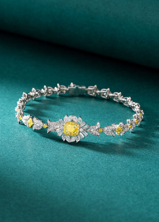 Luxurious Diamond Cushion Rose Gold Bracelet - Premium Jewelry - Yellow Diamond Bracelet