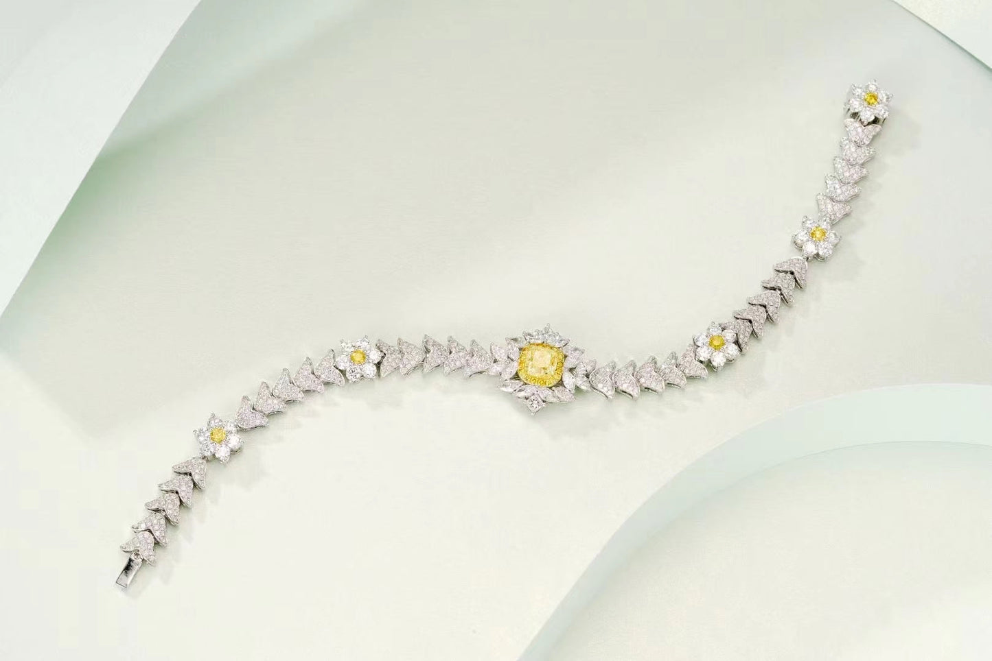 Luxurious Diamond Cushion V-Shape Bracelet - Premium Jewelry - Yellow Diamond Bracelet