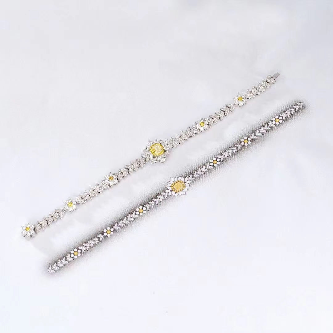 Luxurious Diamond Cushion V-Shape Bracelet - Premium Jewelry - Yellow Diamond Bracelet