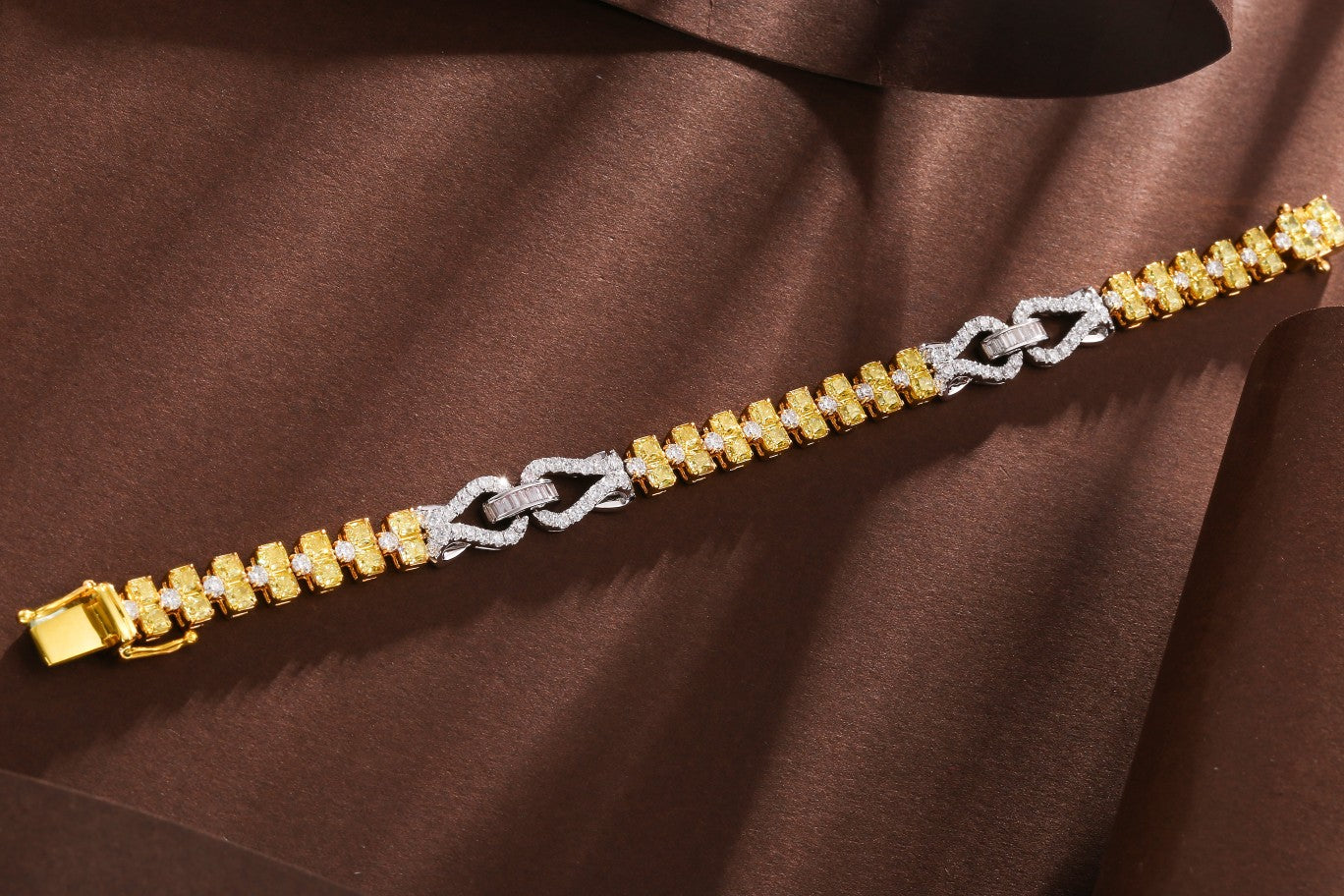 Luxurious Diamond Ellipse Double Row Bracelet - Premium Jewelry - Yellow Diamond Bracelet