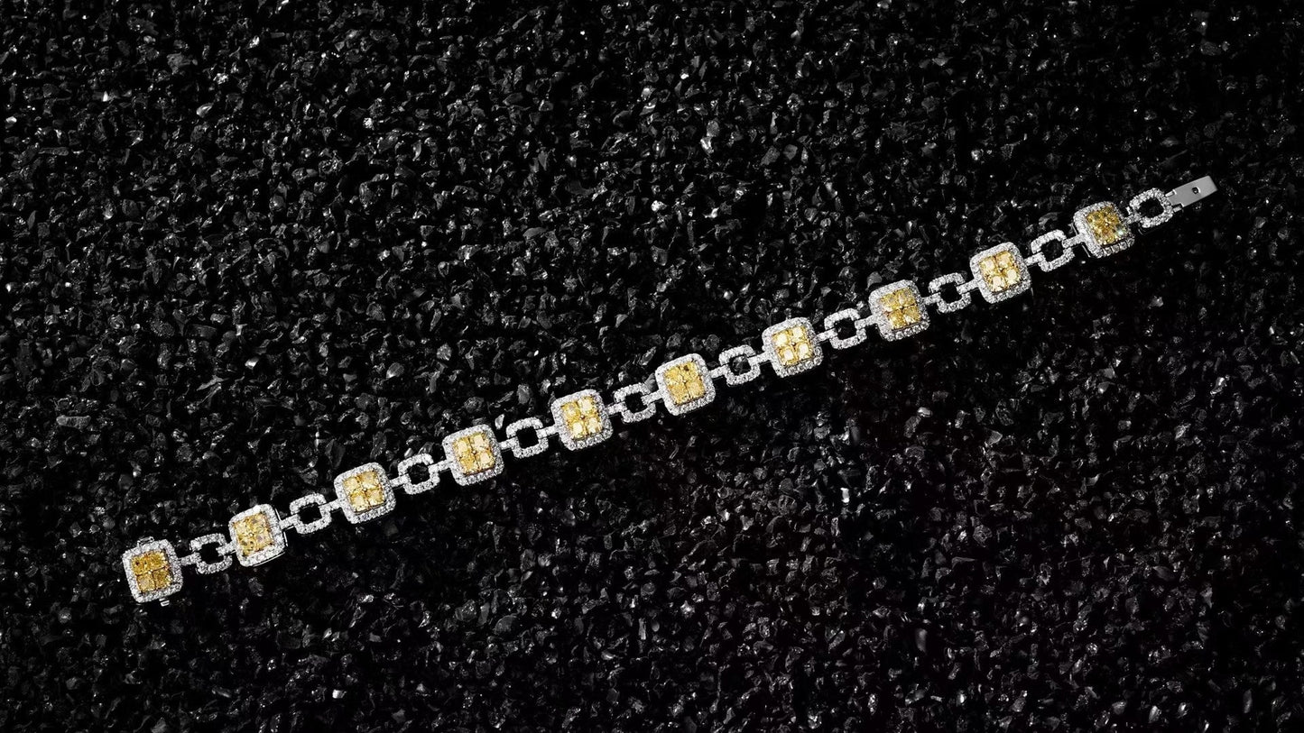 Luxurious Diamond-Encrusted Jewelry: Diamond Tianzi Bracelet - Yellow Diamond Bracelet