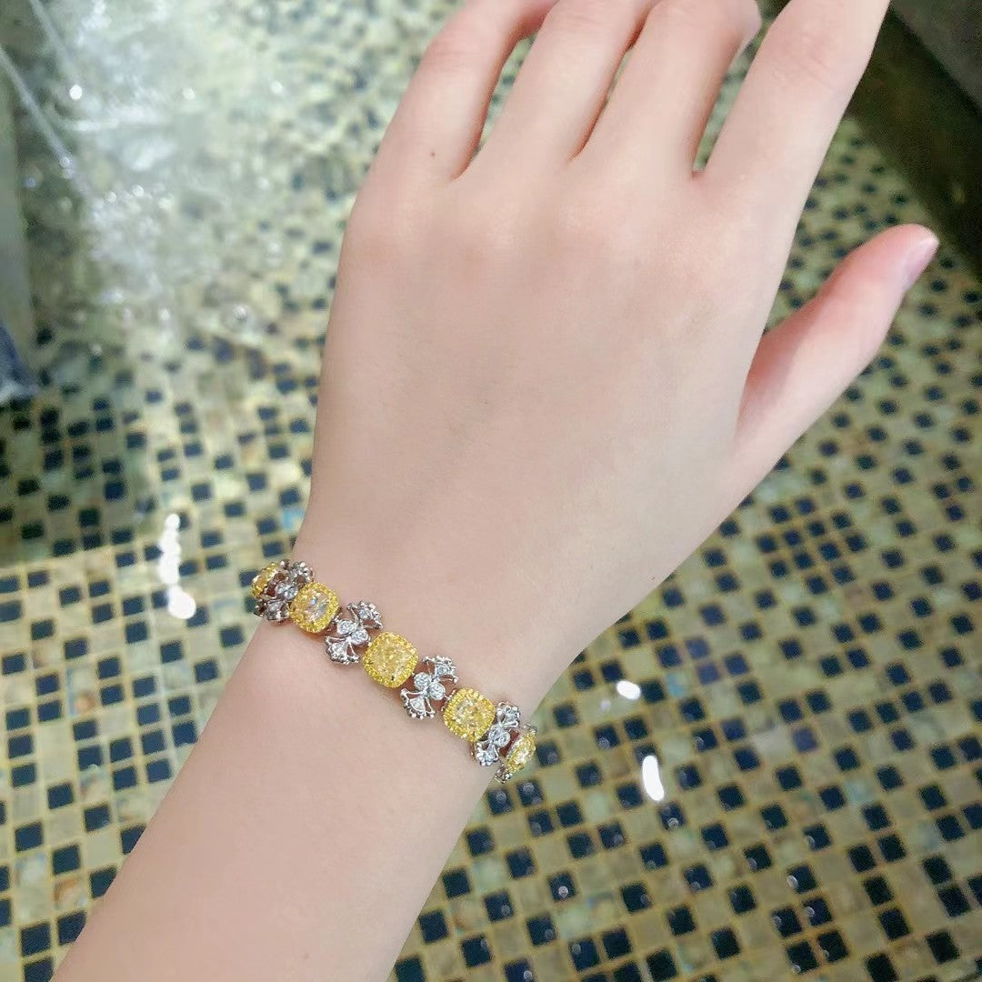 Luxurious Diamond-Encrusted Jewelry Piece - 17# Elegance - Yellow Diamond Bracelet