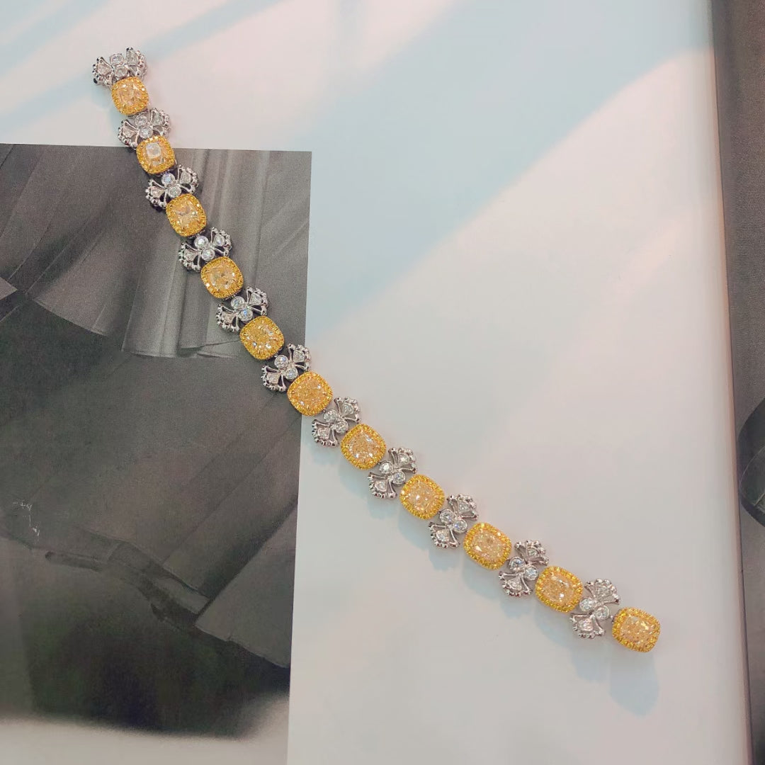 Luxurious Diamond-Encrusted Jewelry Piece - 17# Elegance - Yellow Diamond Bracelet