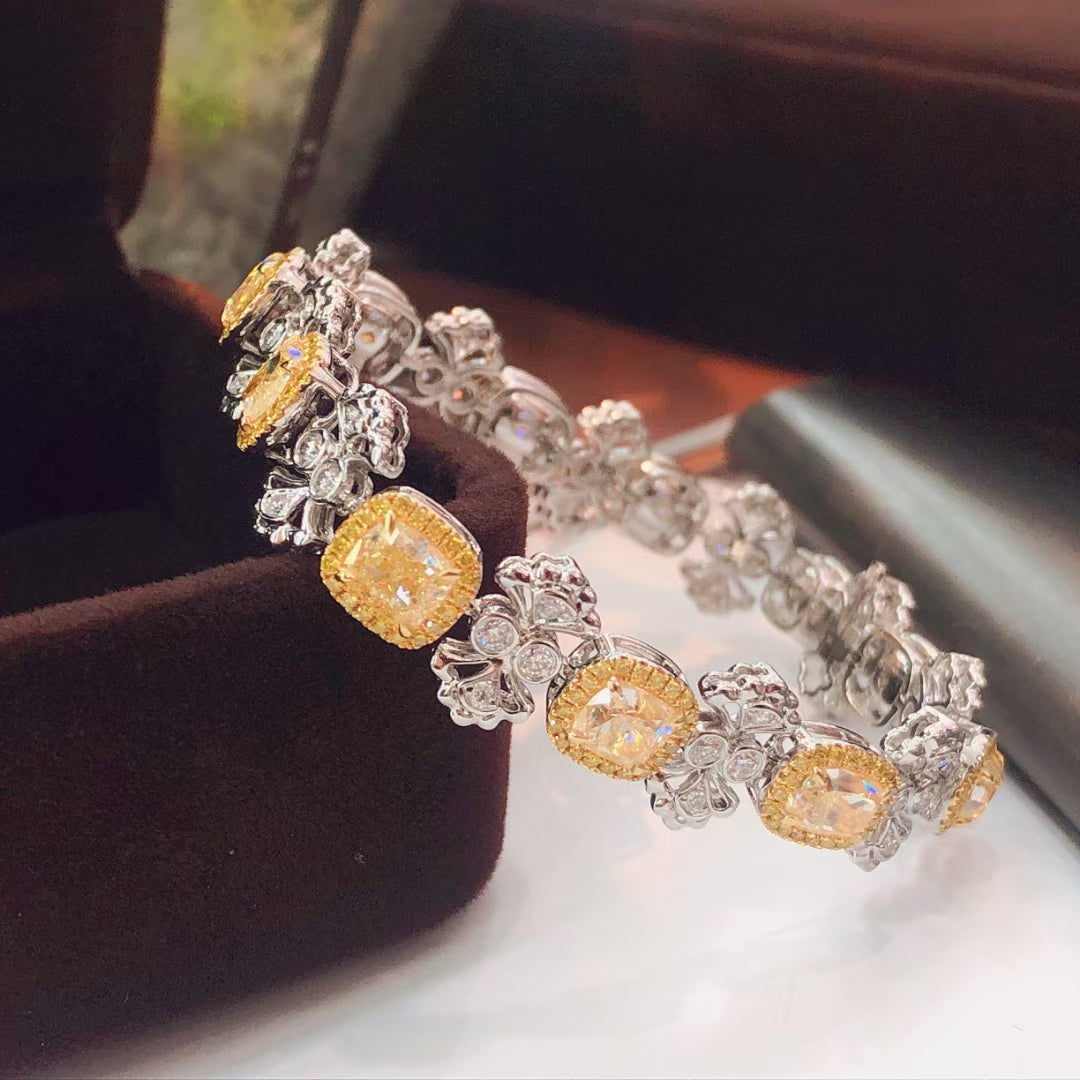 Luxurious Diamond-Encrusted Jewelry Piece - 17# Elegance - Yellow Diamond Bracelet