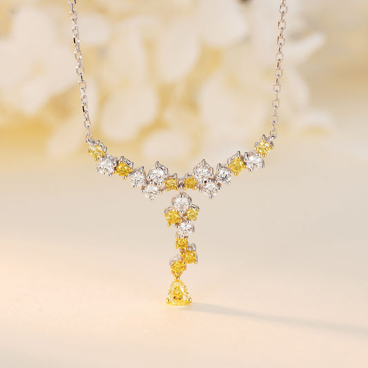 Luxurious Diamond Pendant with Fringe Design - Fine Jewelry Collection - Yellow Diamond Pendant