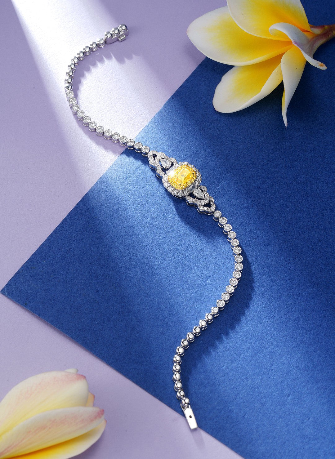 Luxurious Diamond Pillow Bubble Bead Bracelet with NGTC Certificate - Premium Jewelry - Yellow Diamond Bracelet