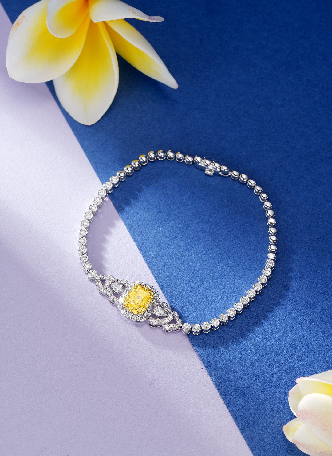 Luxurious Diamond Pillow Bubble Bead Bracelet with NGTC Certificate - Premium Jewelry - Yellow Diamond Bracelet