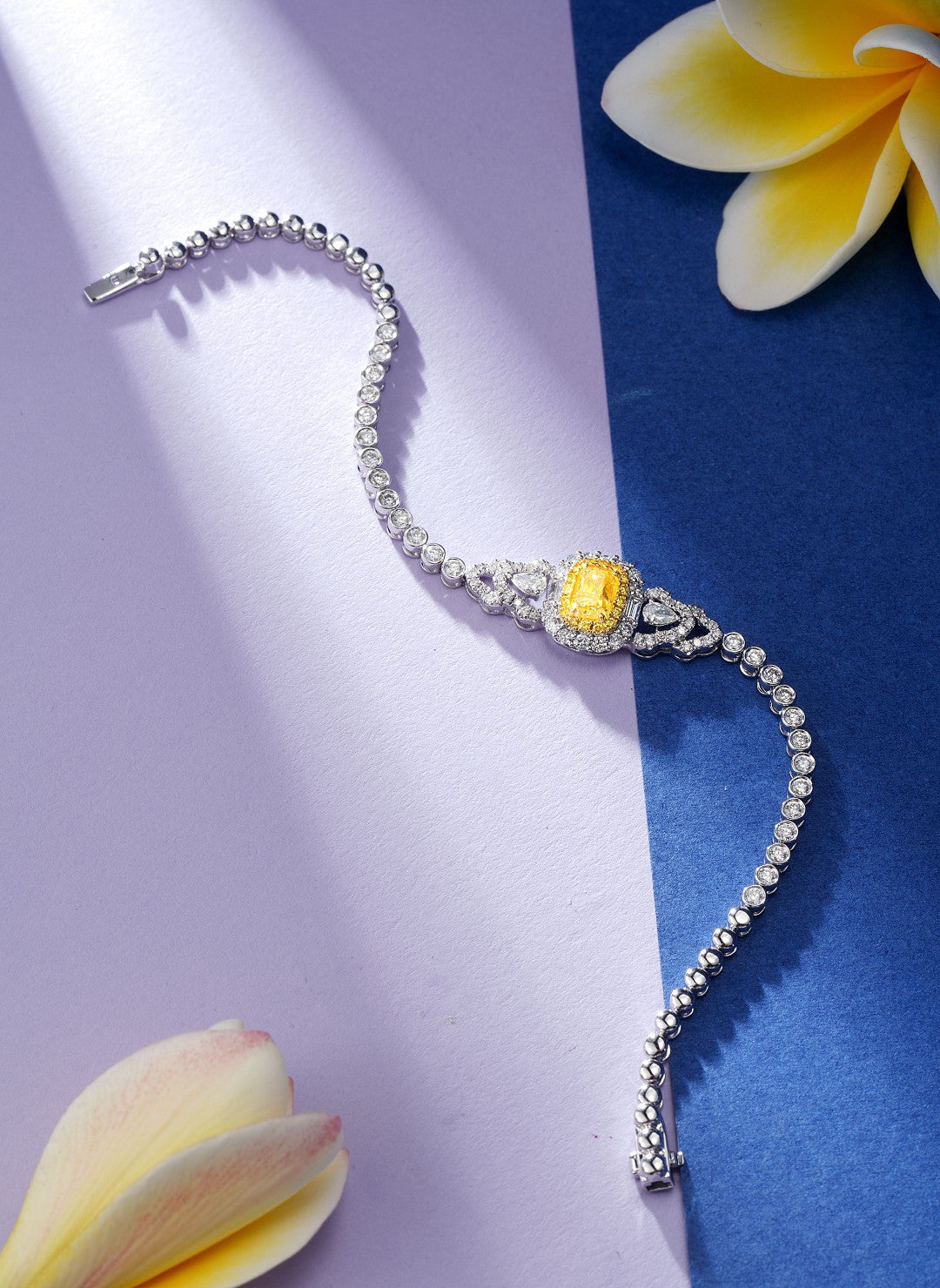 Luxurious Diamond Pillow Bubble Bead Bracelet with NGTC Certificate - Premium Jewelry - Yellow Diamond Bracelet