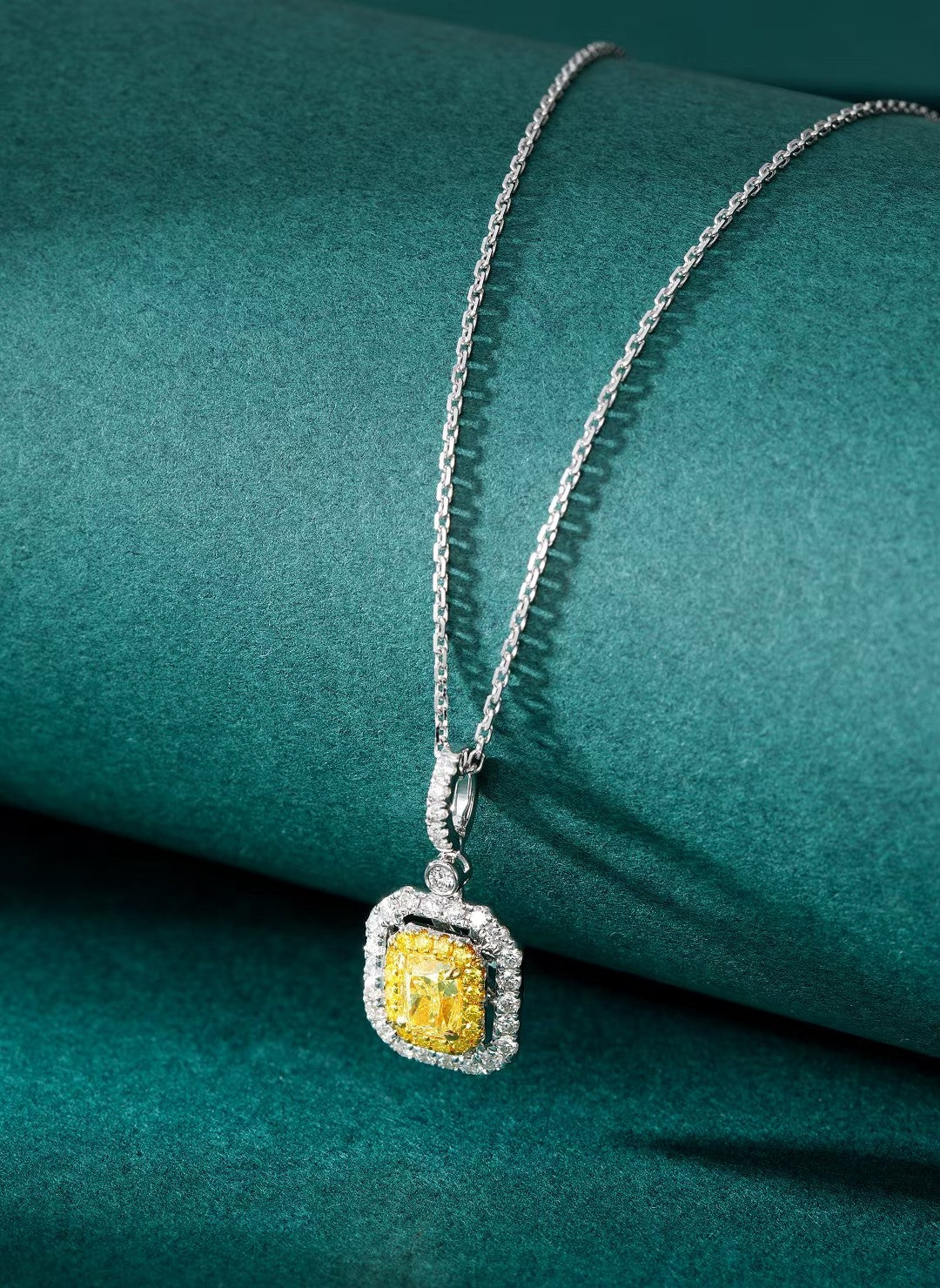 Luxurious Diamond Pillow-Cut Octagonal Pendant Jewelry - Yellow Diamond Pendant